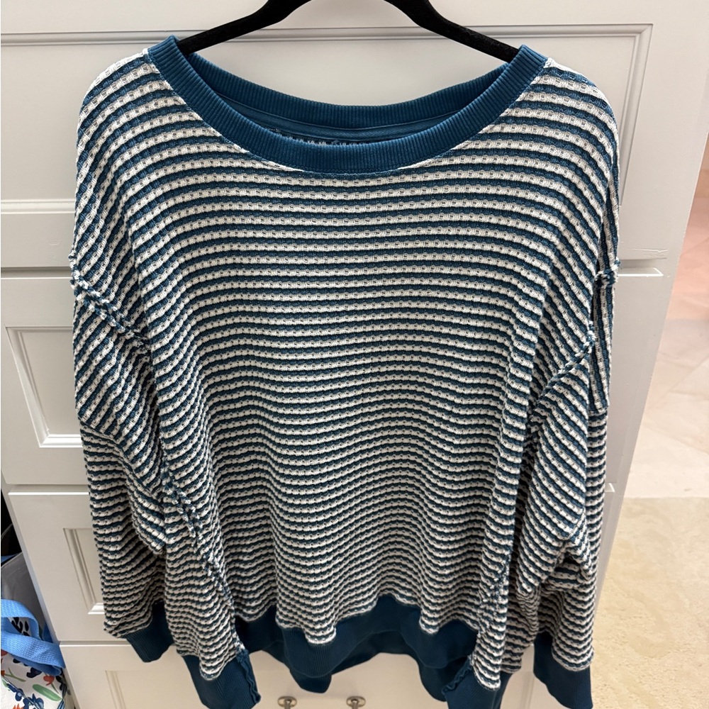 American Eagle Outfitters Big Hug Waffle Stripe Sweater